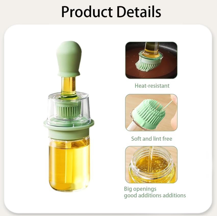 Zibuyu Oil Dispenser for Kitchen with Silicone Brush and 180ml Glass Bottle | Leak-Proof Heat-Resistant Design