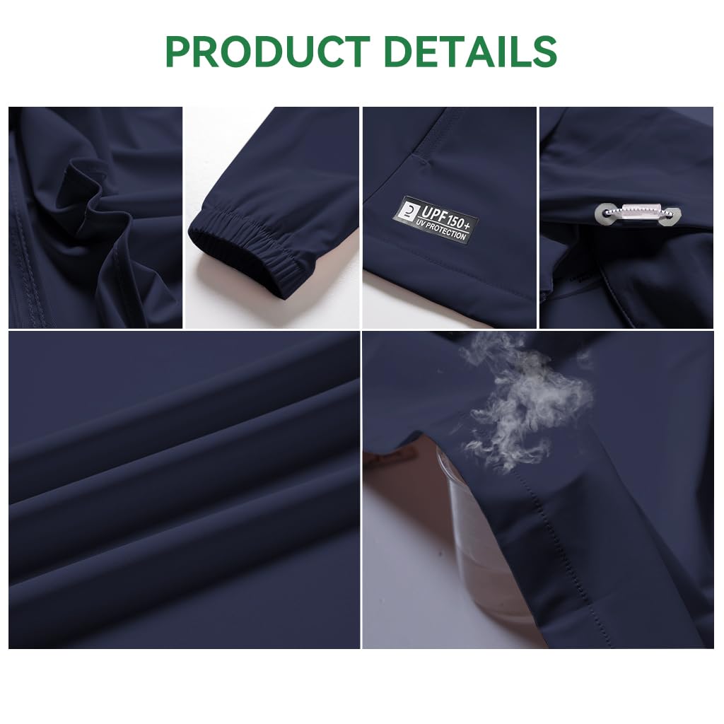 Venzina Sunscreen Jacket for Men with UPF150+ Cooling Ice Silk Fabric | Removable Hood and 2 Zippered Pockets