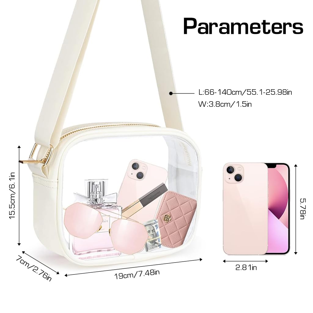 PALAY® Sling Bag For Women Messenger Bag PVC Sling Bag with Adjustable Shoulder Strap Transparent Purse Clear Crossbody Bag for Women Men, Waterproof