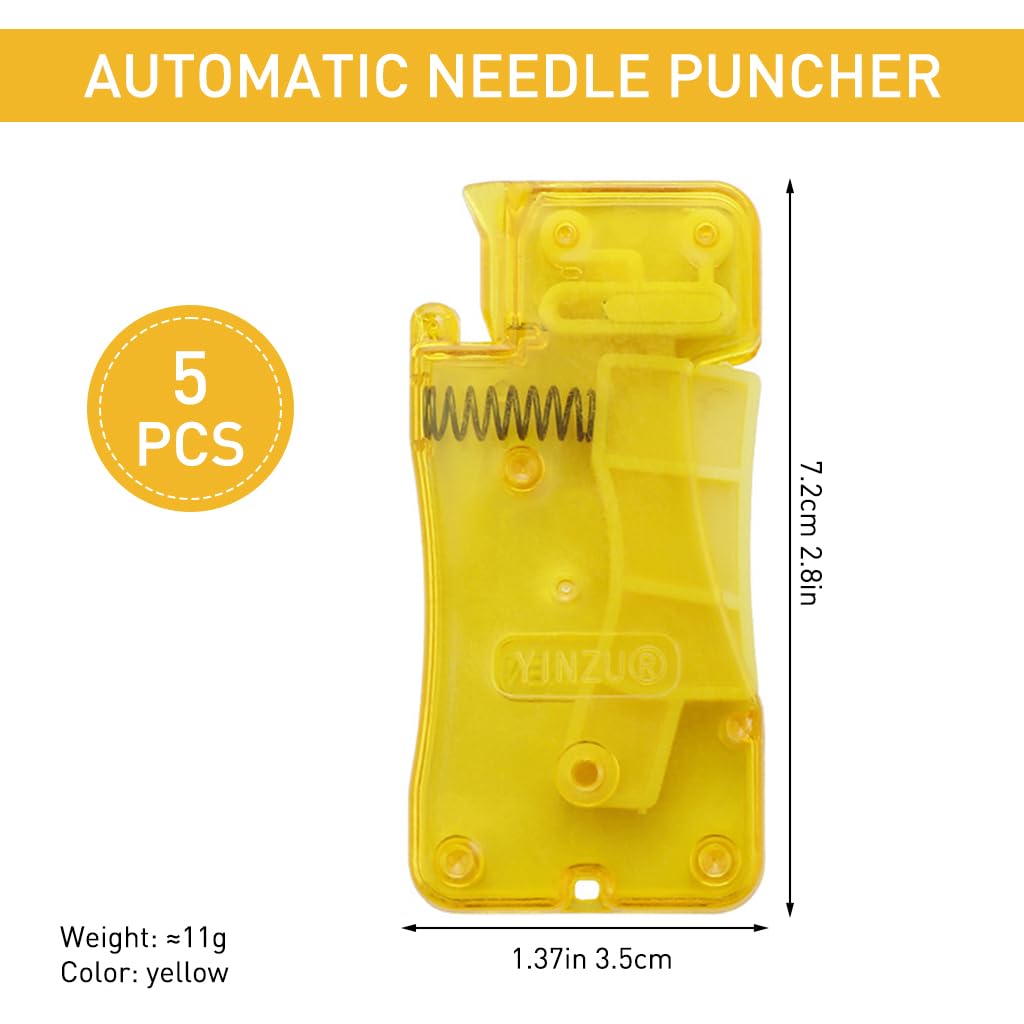 HASTHIP® 5Pcs Easy Threading Tool Quick Needle Threaders for Hand Sewing Spring Loaded Quick Needle Threaders Versatile Self-Thread Tool for Hand Sewing, Embroidery Art