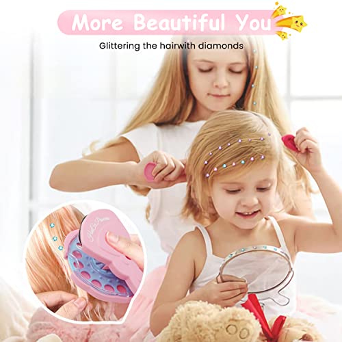 PALAY® Hair Gem Stamper Quick Stapler for Girls Sparkle Rhinestones Machine With 360PCS Glitter Gems Kit for Kids Adults Bling Styling Tool Seconds