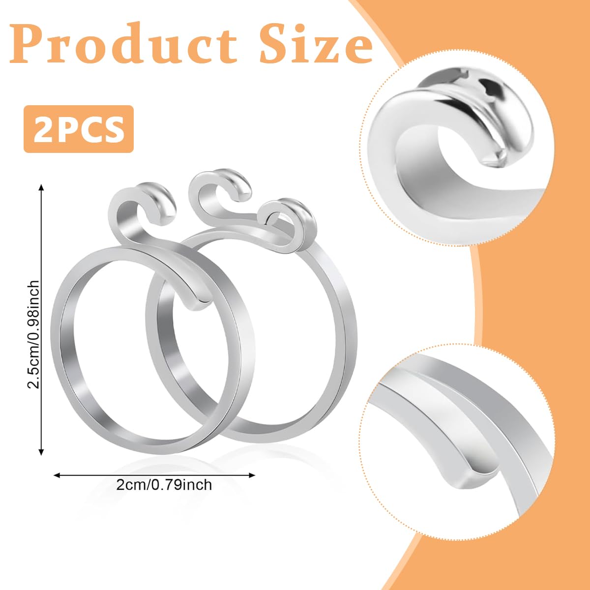 HASTHIP Adjustable Crochet Ring Set for Finger Knitting with Open Design | 6PCS 0.73–0.94 in