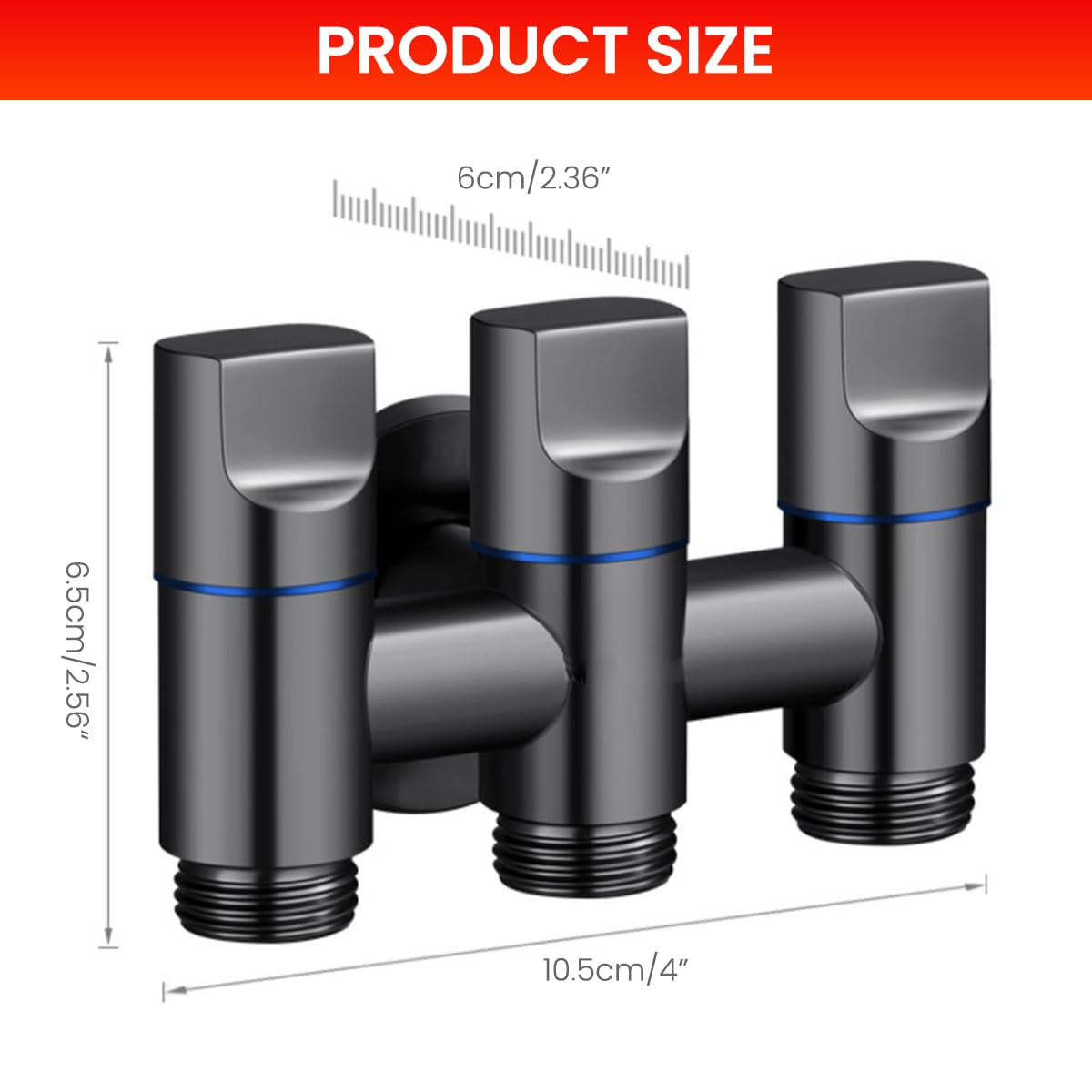 Supvox Multi Water Inlet Valve for Washing Machines and Dishwashers 3PCS | Featuring 3 in 1 Design with Stainless Steel and Independent Control Knob