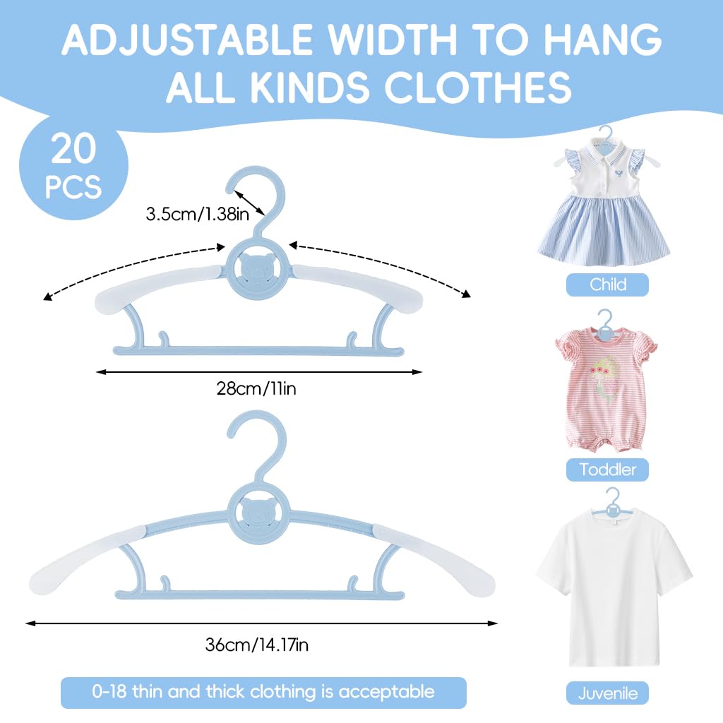 HASTHIP Baby Nursery Closet Hangers for Kids Clothes 20 Pack with Extendable Shoulders | Colorful Non Slip Design
