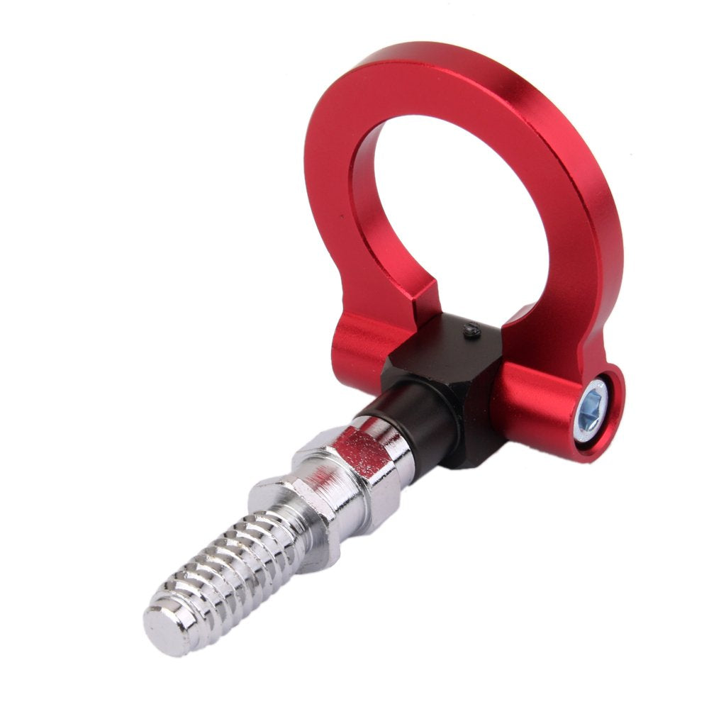 Aluminum Anodized Racing Tow Hook for Front or Rear with Screw‑on Design in Red | Imported
