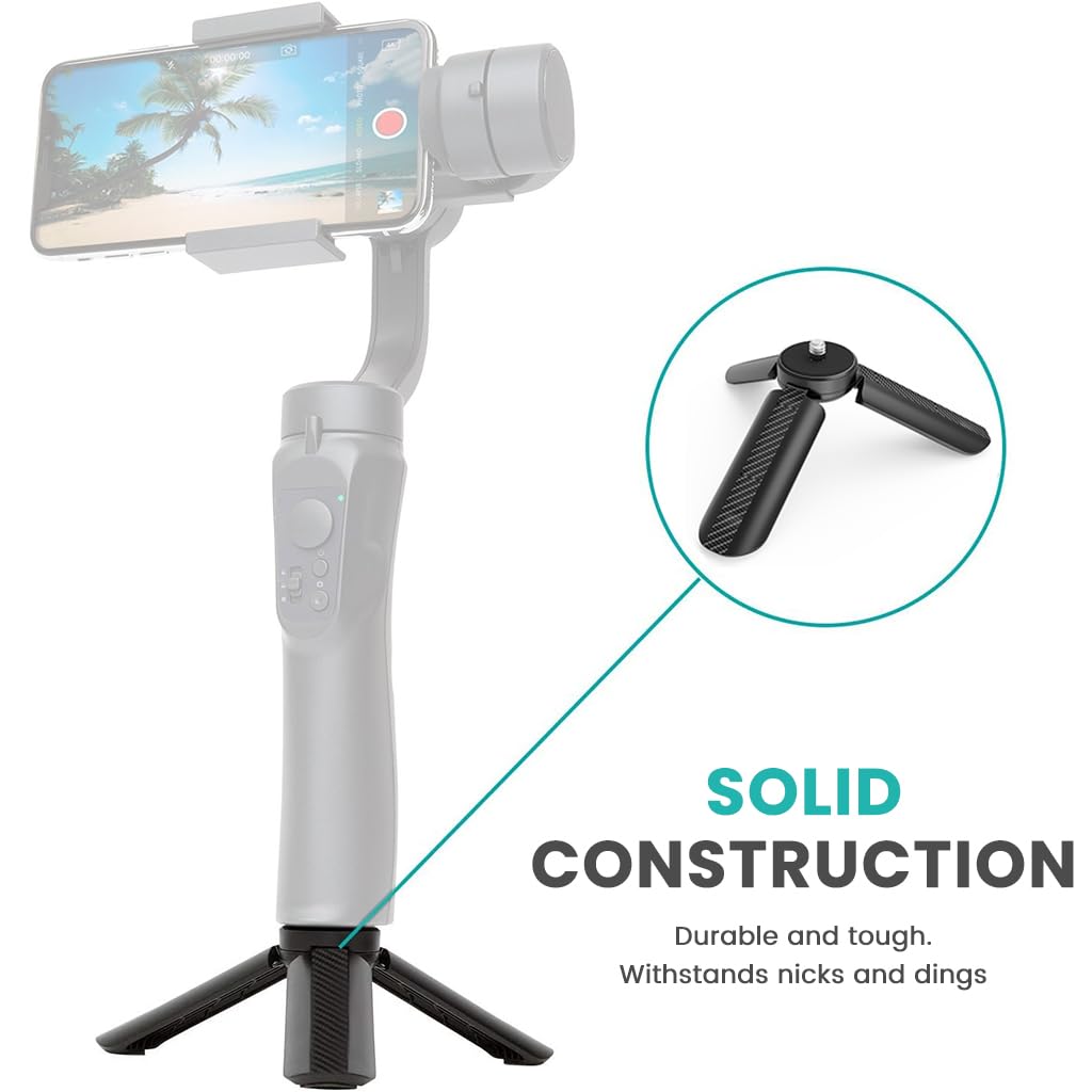 Zibuyu Mini Tripod for Camera and Phone with 1/4 inch Screw featuring Folding Design | Black ABS Desktop Stand for Photography and Vlogging