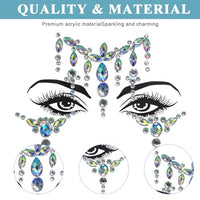 MAYCREATE® Rhinestone Face Decoration Jewelry Sticker Peacock Princess Makeup Sticker for Makeup Artist Body Art Rhinestone Face Sticker Acrylic Gem Stones Stickers for Makeup, Festival, Perform