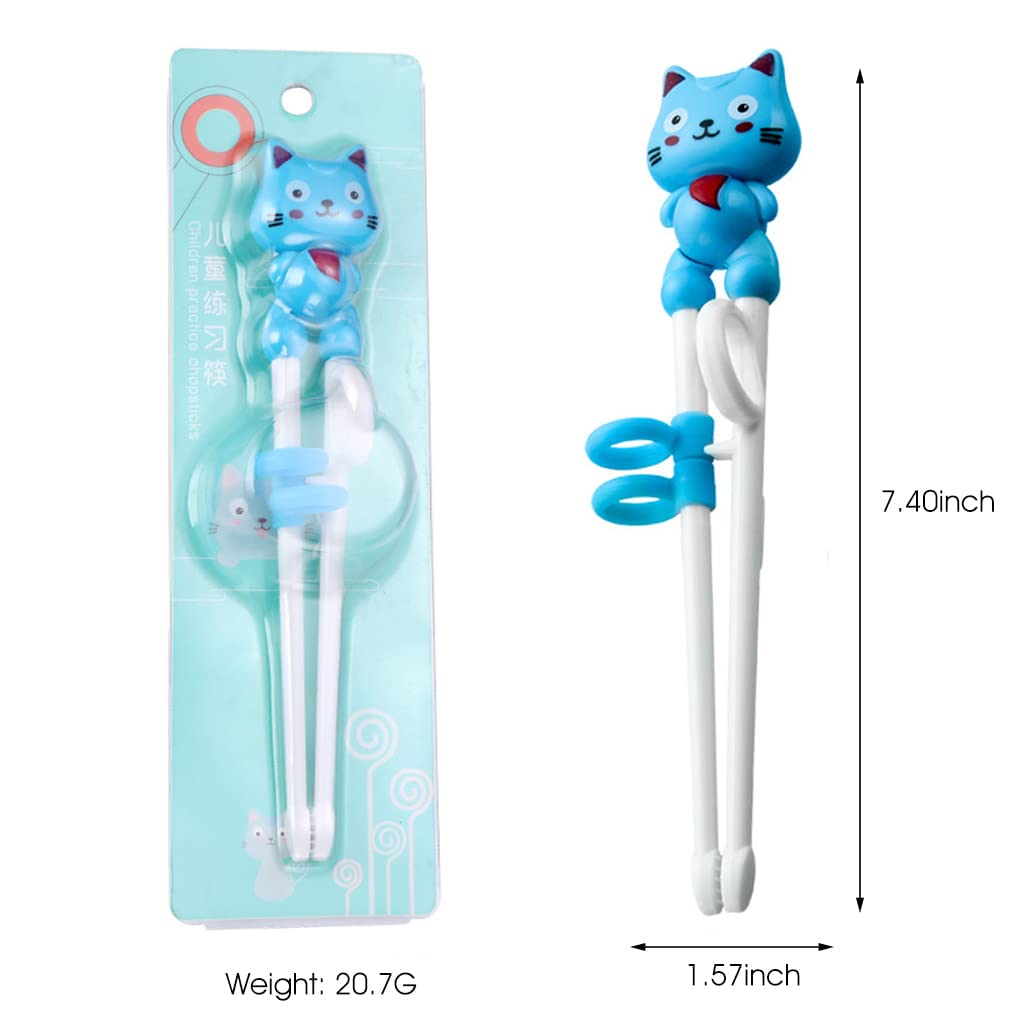 ZIBUYU Chopsticks for Kids Training with 18.8cm Length and Auxiliary Finger Rings | BPA-Free ABS Blue Pair
