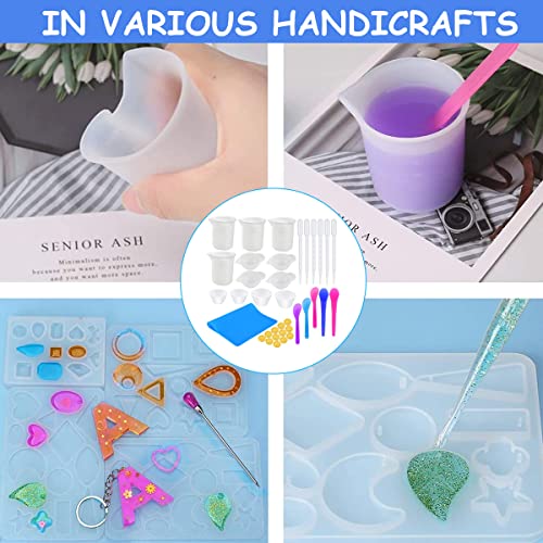 HASTHIP® Silicone Resin Measuring Cups Kit with Mixing Bowl, Stir Sticks, Spoons, Droppers, Finger Cots, Coloring Cups, Silicone Mould Measurement Cups for DIY Resin Craft Jewelry Making(36pcs)