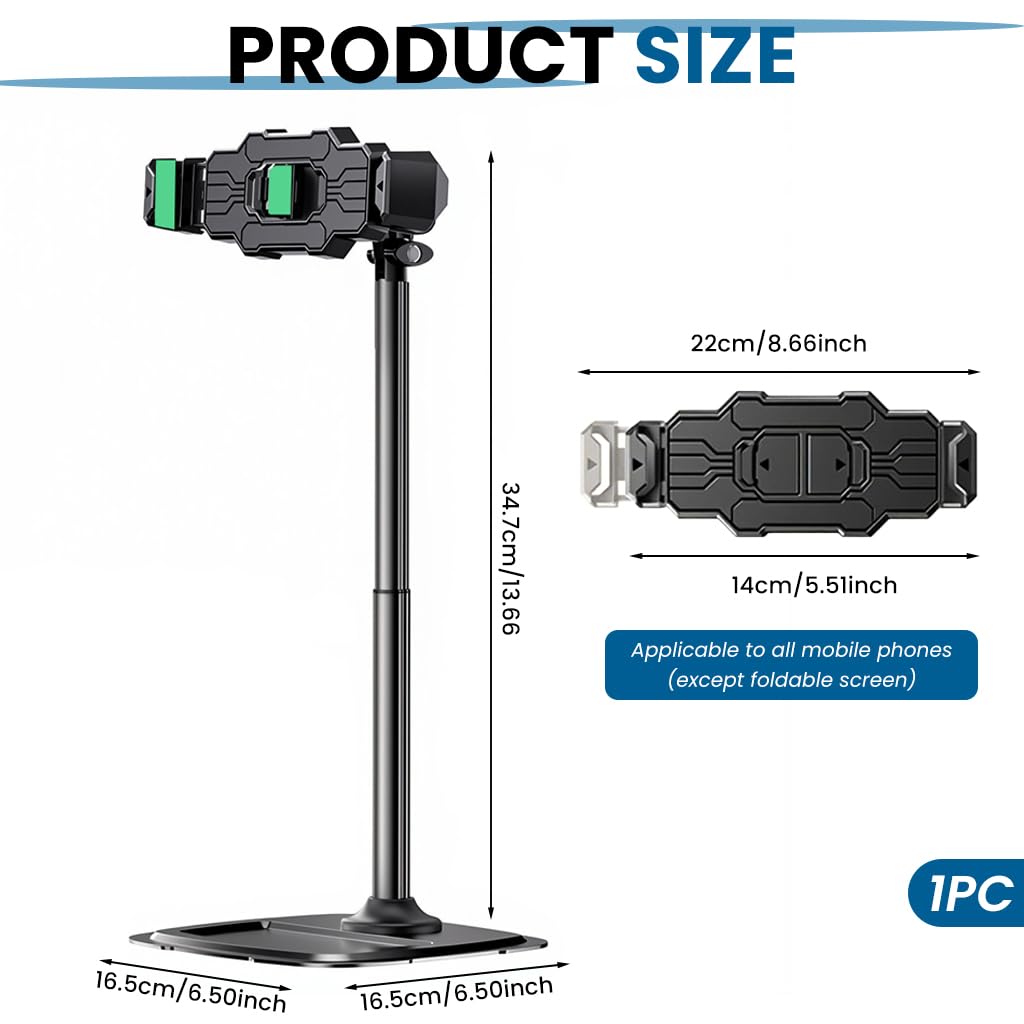 ZORBES Dual Phone Stand for Livestreams with 360° Rotation and Adjustable Height | Carbon Steel Anti Slip Base