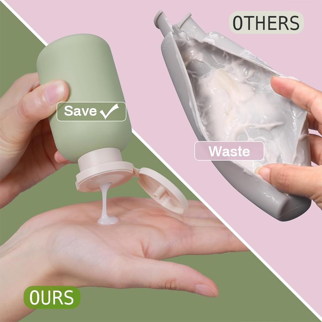 MAYCREATE Travel Bottle Kit for Toiletries with Leakproof Flip Lid | 3pcs 100ml Soft PE Squeeze Bottles