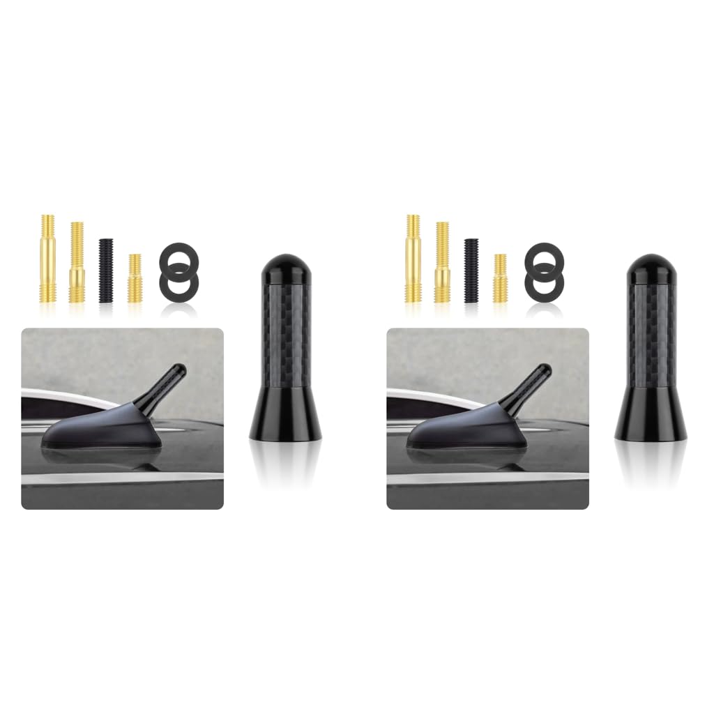 STHIRA Car Short Antenna for Roof or Trunk featuring Carbon Fiber Sporty Design 1.37 in 2PCS