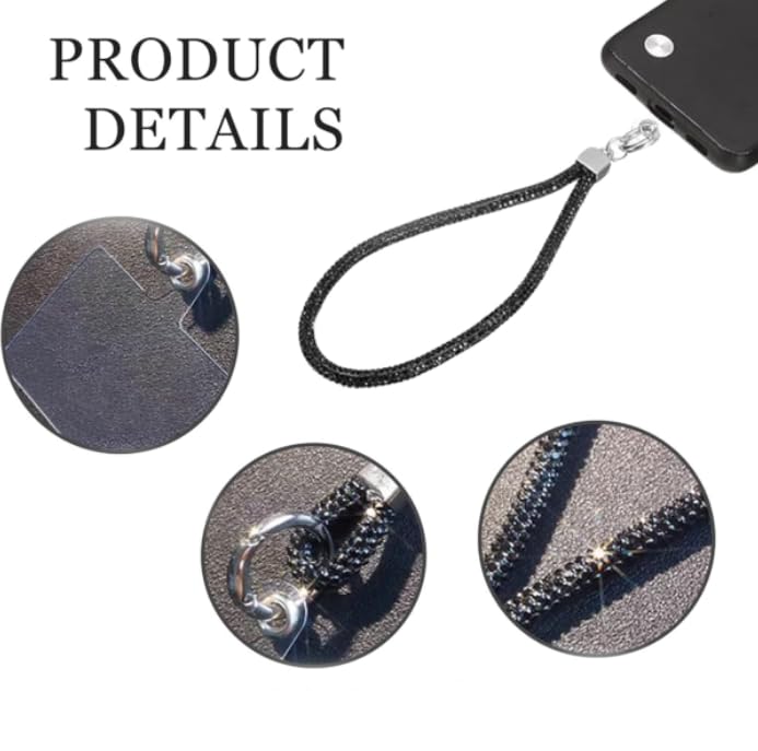 Zibuyu Mobile Phone Chain Lanyard 18 cm for Neck or Shoulder Use with Sparkling Rhinestones | Wear as Bracelet or Keychain Strap