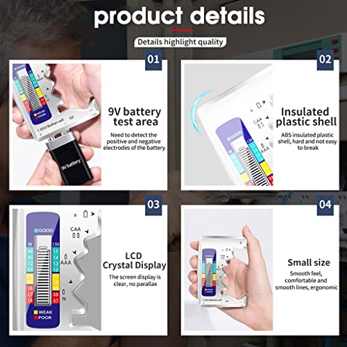 Serplex® Battery Tester Checker Digital Capacity Level for AAA AA 9V C D N 1.5V Button Mini Batteries Accurate Cell Power (Not For Rechargeable) 3 PCS