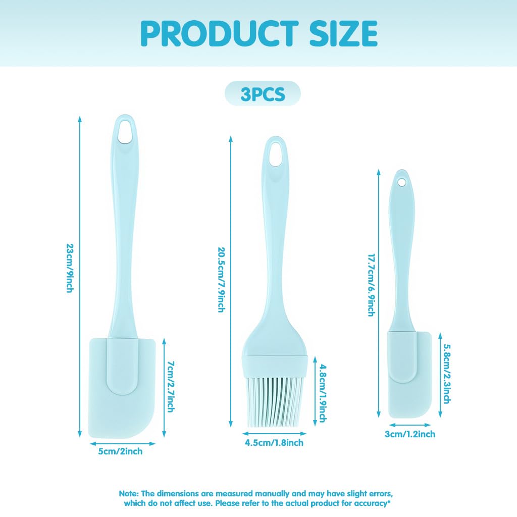 Supvox Silicone Spatula Set for Cooking with Seamless Design and Food Grade Material | 3pcs Blue