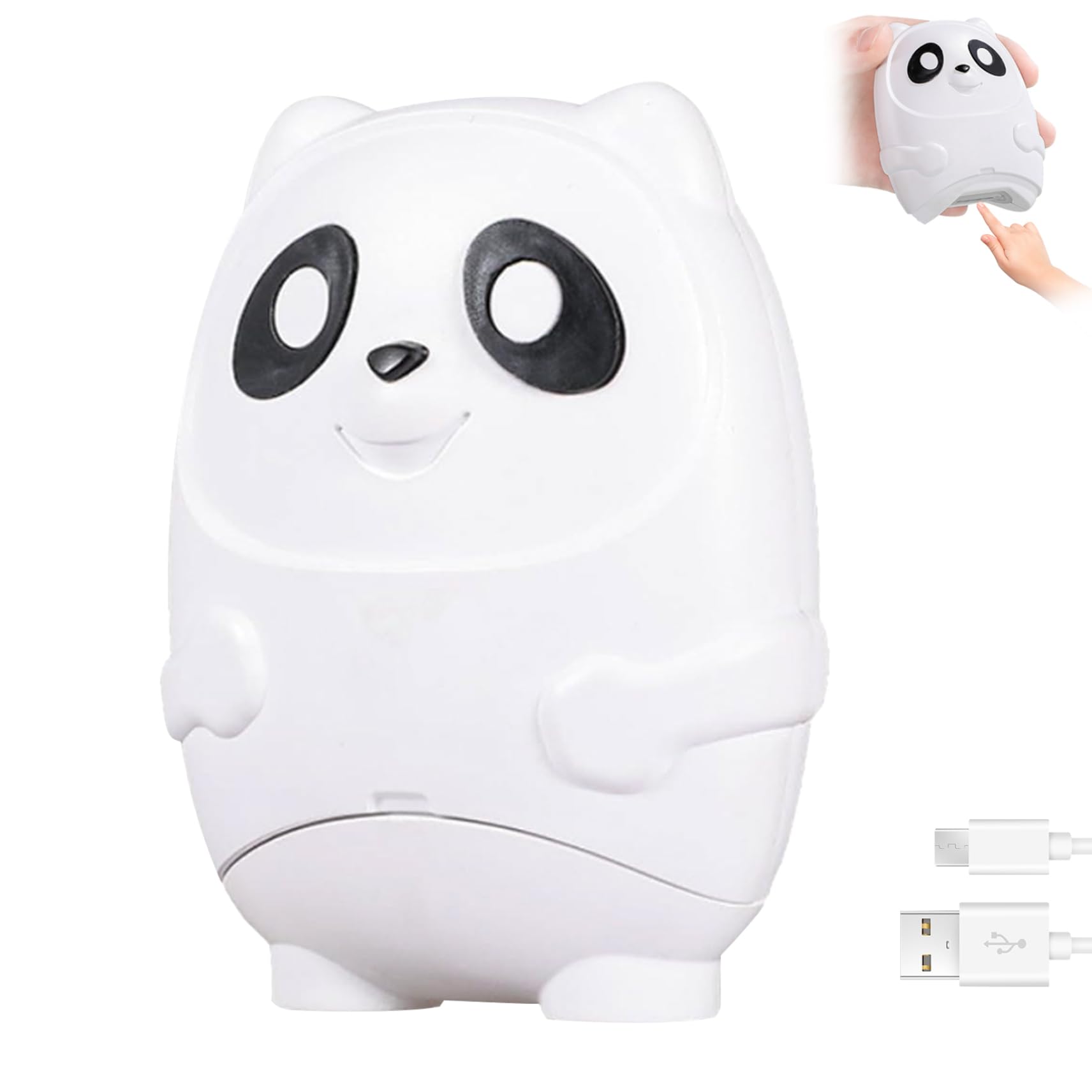 ZIBUYU Electric Nail Clipper for Kids & Adults 2 in 1 USB Nail Clipper with Manual Dual Nail Filers 500mAh USB Rechargeable Nail Clipper Cute Panda Nail Trimmer with Nail Dust Bin