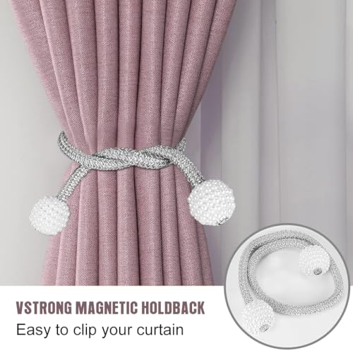 ZIBUYU® 12PCS Curtain Holders Tieback Clips Rope Holdbacks Pearl Magnetic Head for Home Office Decoration