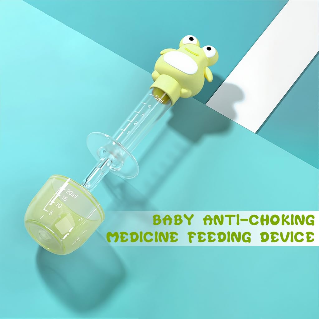 ZIBUYU Baby Medicine Feeder for Infants with Frog-Shaped Silicone Dispenser | Green