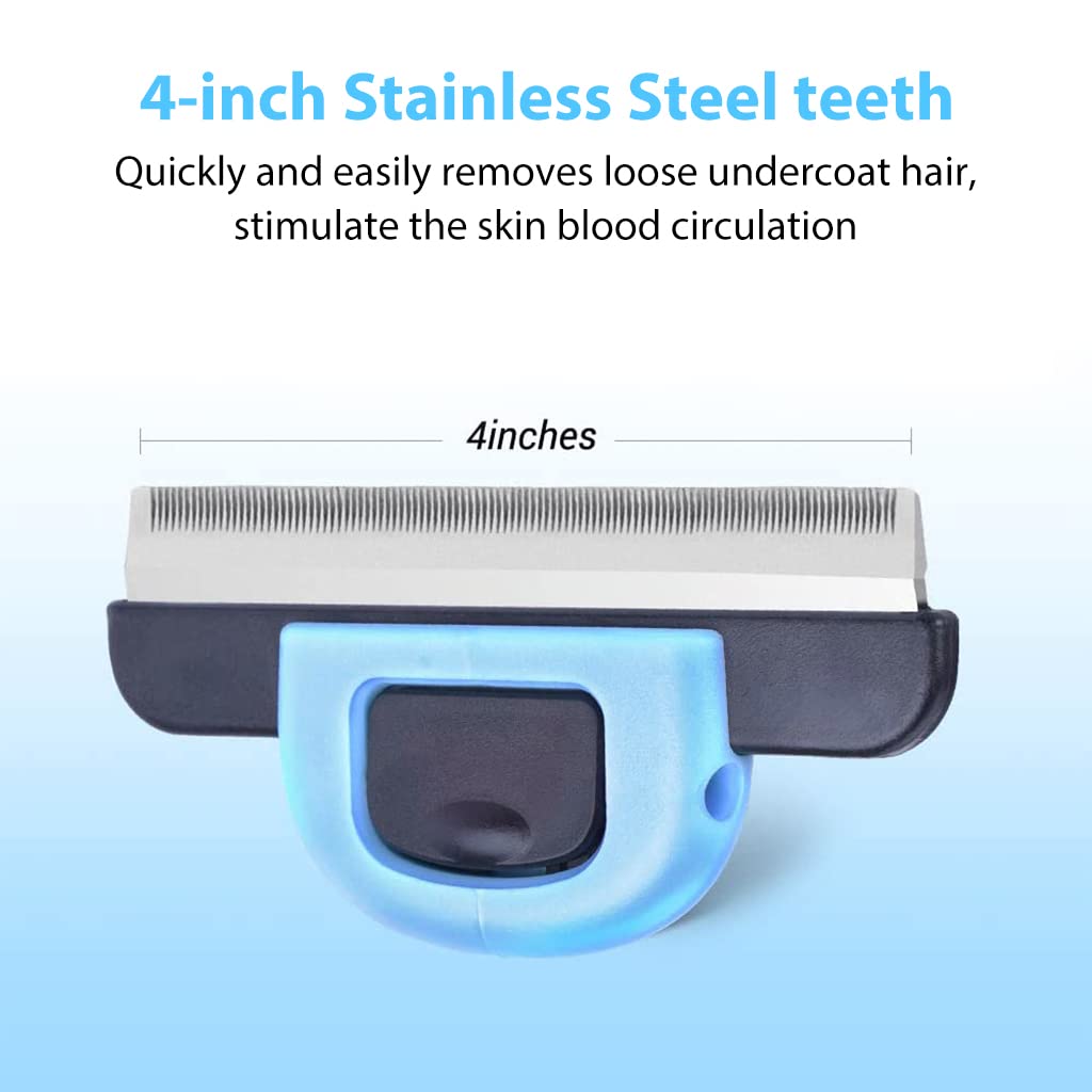SNOWIE SOFT Dog Hair Brush for Easy Deshedding with 7 cm Steel Teeth and Detachable Design | Blue Comb for Cats & Dogs