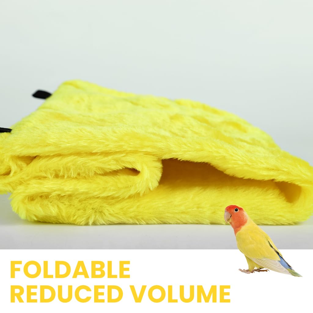 ZIBUYU Parrot Bird Cage Warm Plush Nest 24x15x18 cm with Hanging Rope | Yellow Cozy Hammock