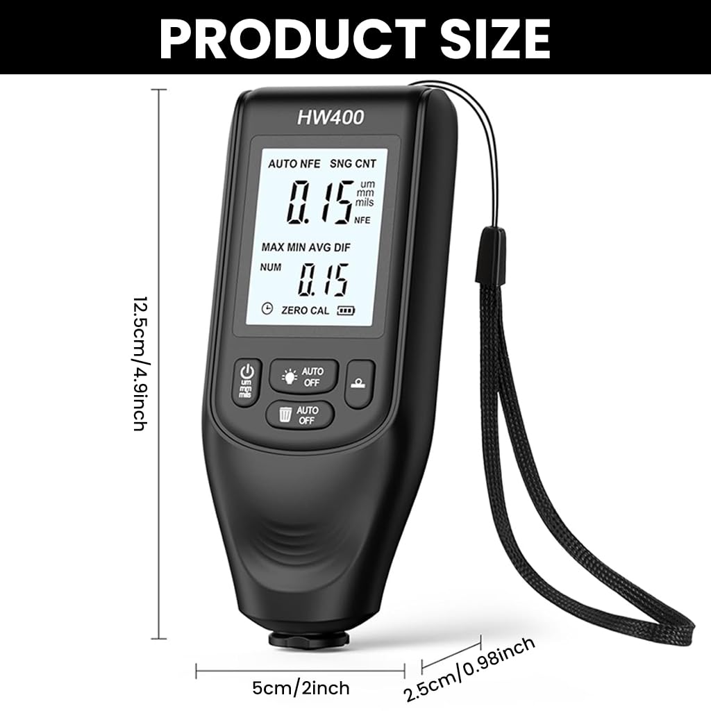 STHIRA Digital Car Paint Thickness Gauge for Fe and NFe Coatings with LCD Display | 0–2000 µm Range