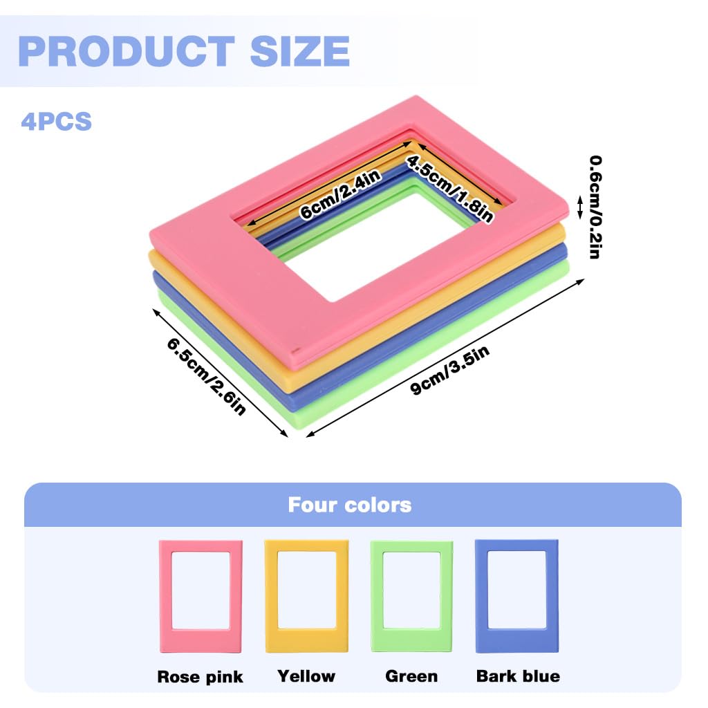 HASTHIP Magnetic Photo Frames for Refrigerator with Strong Magnet and Resin Build | 4Pcs 3in Colored Display