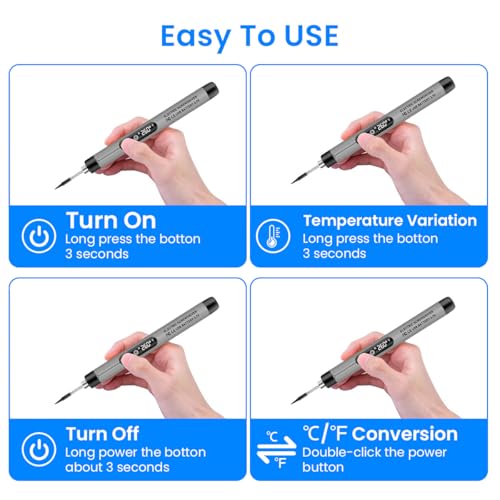 Serplex® LCD Soldering Iron Tool Kit with Carry Case Rechargeable 1000mAh Cordless Pen Adjustable Temperature Handheld for Electronics Repairing DIY Assemble 2 PCS