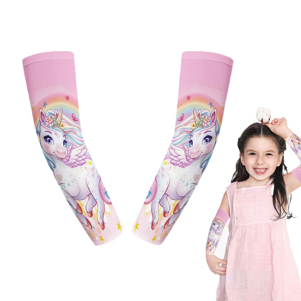 SNOWIE SOFT Arm Sleeve for Kids 13.3 in with UV Protection and Breathable Polyester | Rainbow Unicorn Print for Outdoor Activities