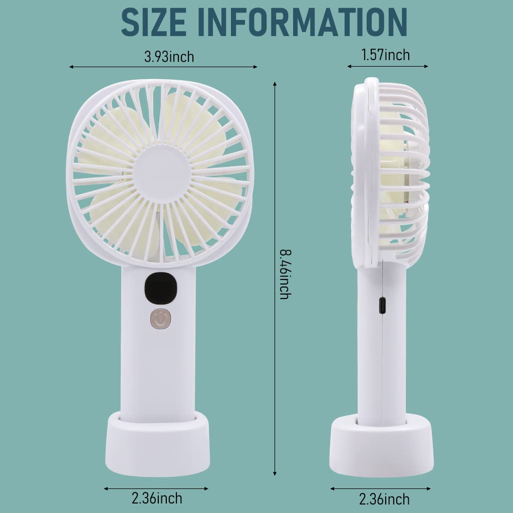 HASTHIP® Mini Portable Fan, 5 Speed Personal Small Fan for Desk Fan with Base, Handheld Fan Pocket Fan Mini Fan Desktop Fan Cool Wind 3000mAh USB Rechargeable Hand Fan for Makeup Indoor Outdoor