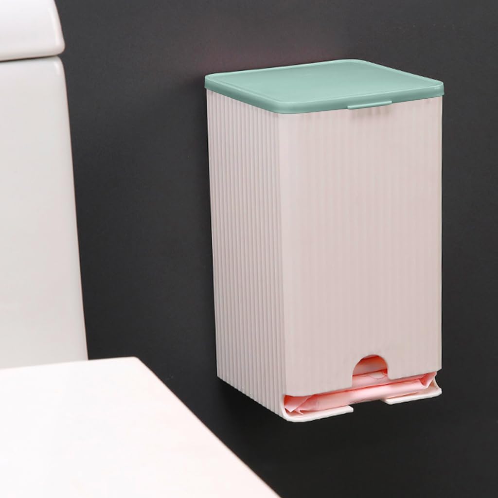 HASTHIP Sanitary Pads Dispenser for Bathroom Storage with Sliding Cover and Waterproof PP Case 11.5x11.5x19.5cm | Holds 25‑30 Pads