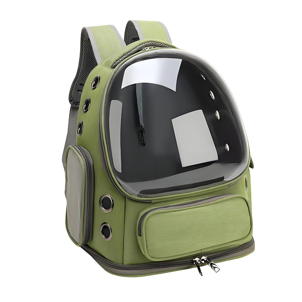 ZIBUYU Ventilated Cat Carrier Backpack for Outdoor Travel with Clear Dome Window and Mesh Panels