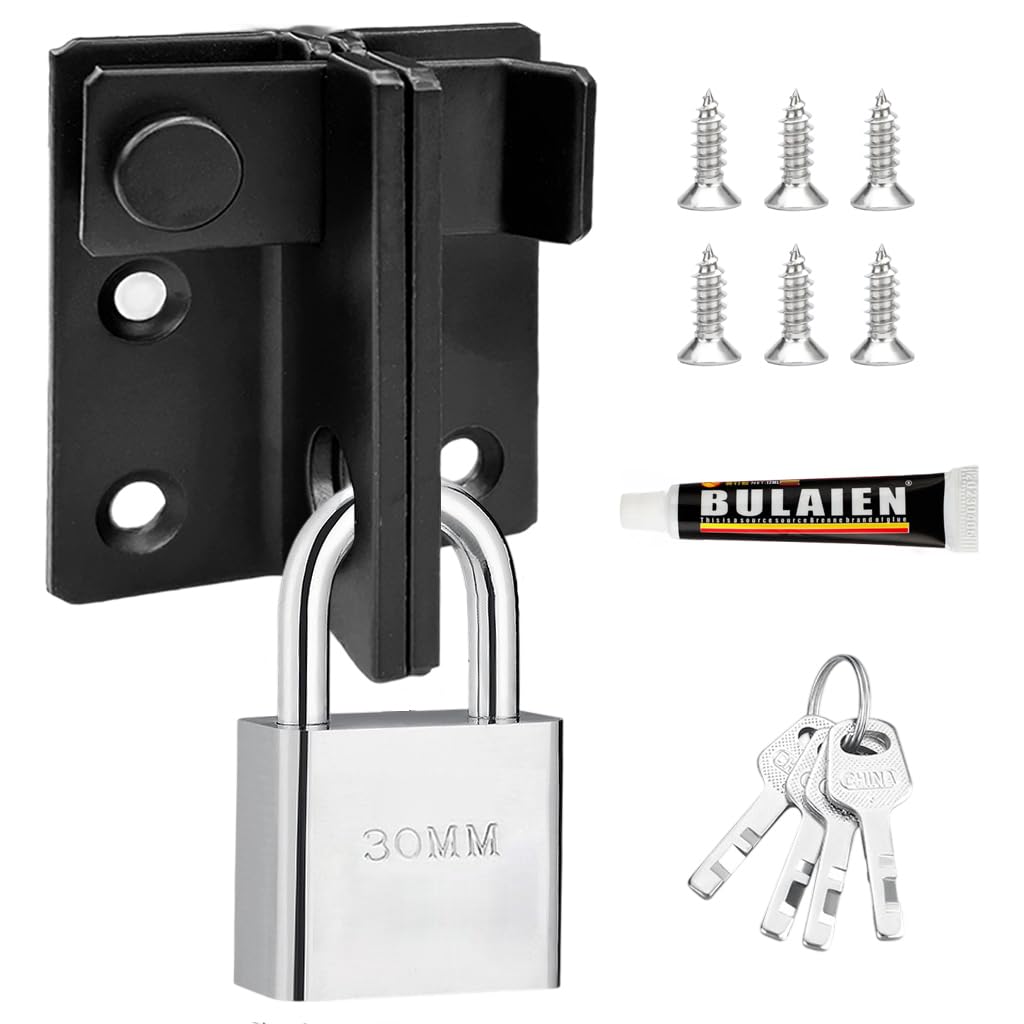 Serplex Flip Latch Gate Latch for Doors and Cabinets with 2 in 1 Padlock Slot | Stainless Steel No Drill Security Kit