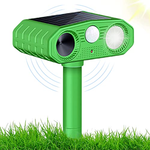 HASTHIP® Ultrasonic Pest Repeller with Infrared Sensor and Flashing Lights for Garden, Waterproof Solar Pigeon Repellent and Dog Repellent Device for Get Rid of Mole, Gopher, Snakes, Underground Pests