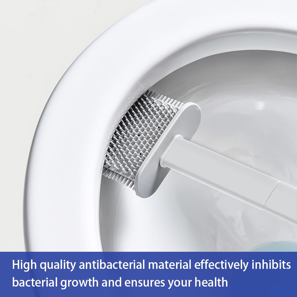 HASTHIP Toilet Brush Kit for Bathroom Cleaning with 3 in 1 Design and Non Abrasive TPR Bristles