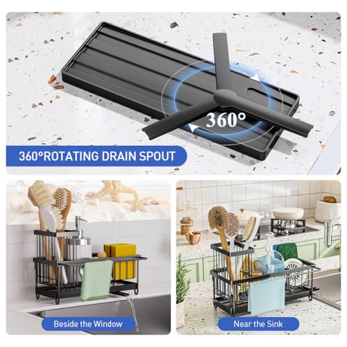 HASTHIP® Sink Organizer Countertop Kitchen Rack with Accessories Stand Sponge Holder for No-Drill 2PCS