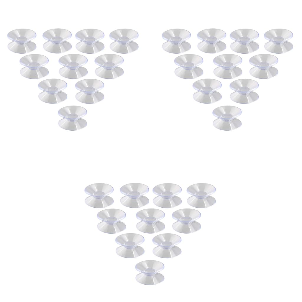 ZIBUYU Suction Cups for Glass with Double Sided PVC Design 30pcs 30mm Transparent Pads | Home and Office Use
