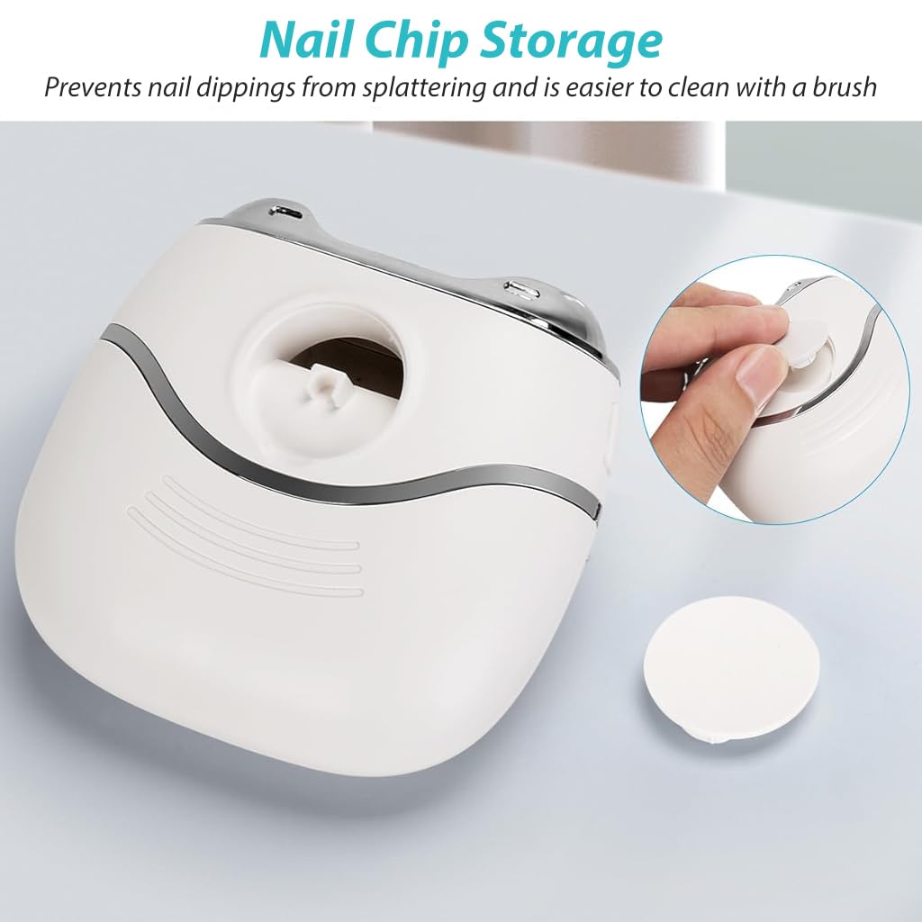 ZIBUYU Mini Baby Nail Clipper Electric Nail Clipper Safe Nail Trimmer Quiet Baby Nail Clipper Anti-splash Electric Nail Trimmer with Nail Dust Bin Battery Operated Nail Clipper for Baby, Adult