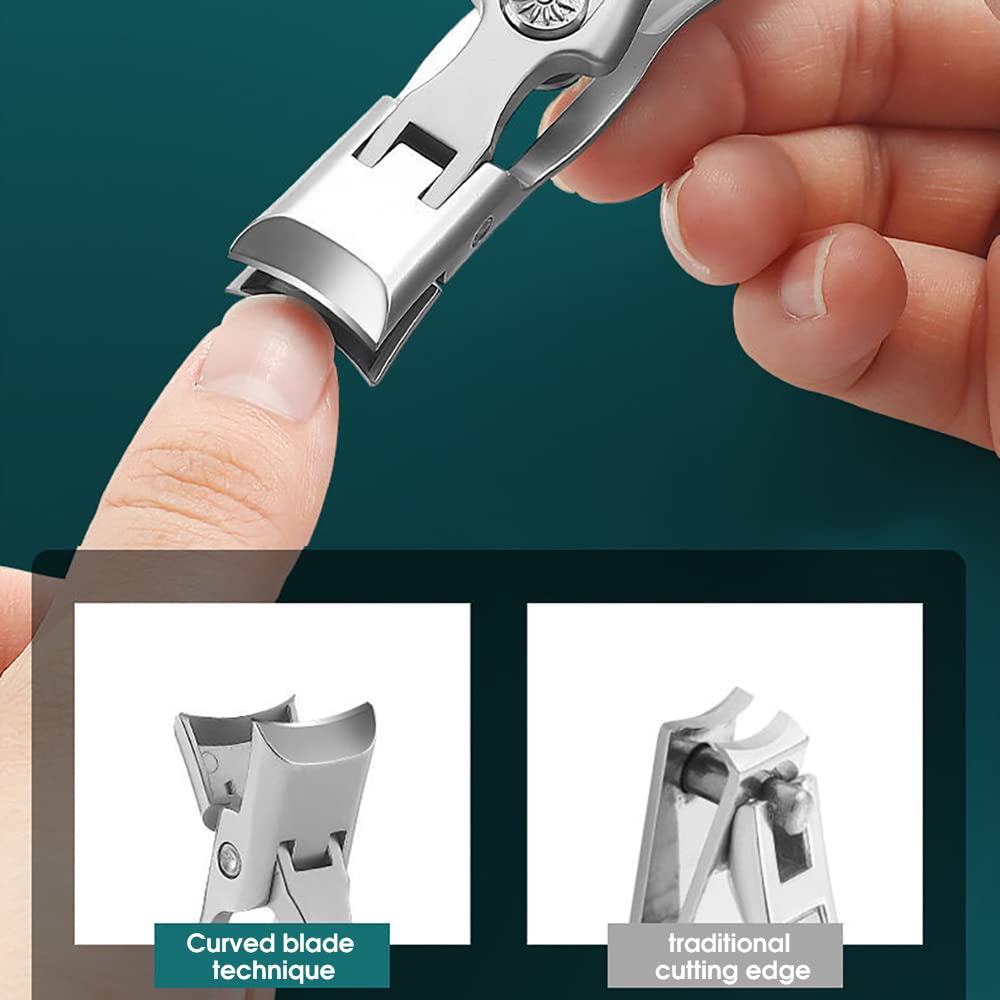 MAYCREATE Nail Clippers for Men with Rivet Button Control and 0.6×3.5 in Slim Design | Stainless Steel Cutter with Leather Cover