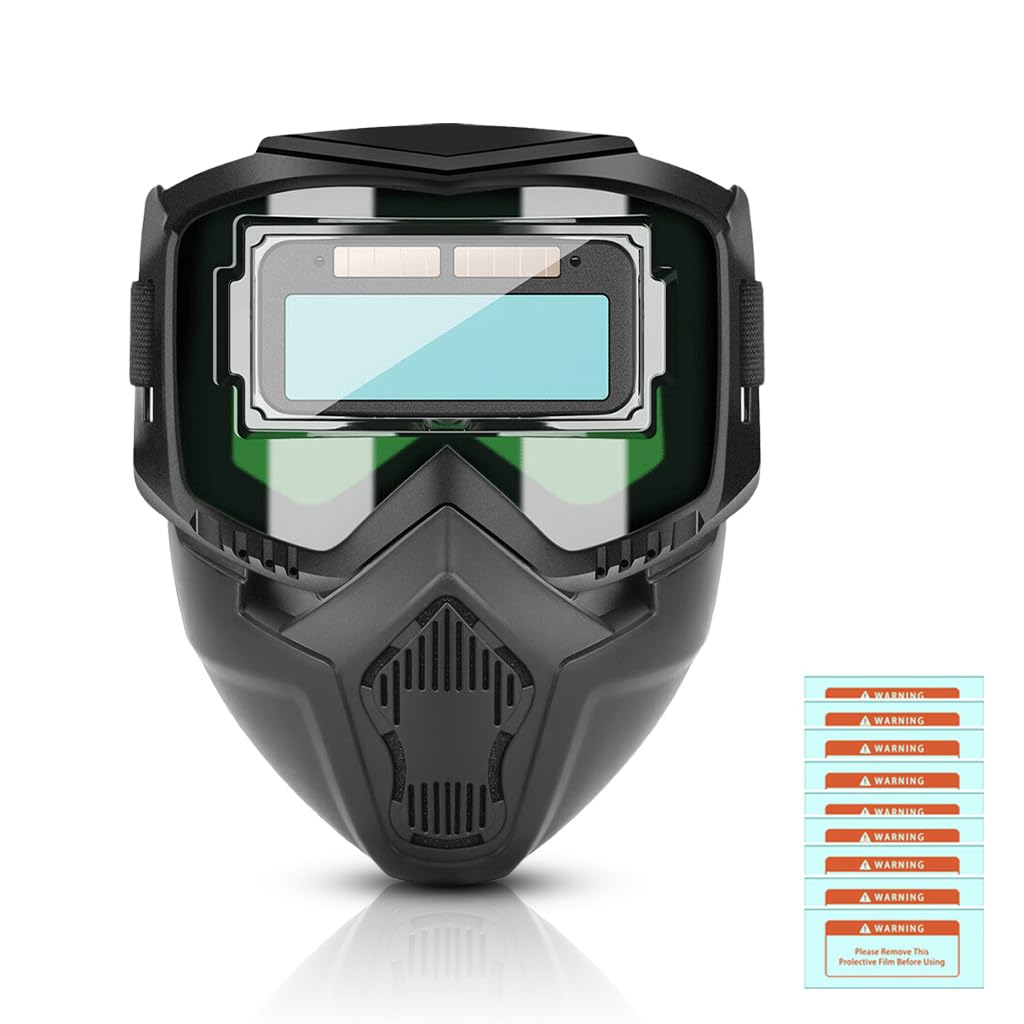 Serplex Welding Helmet for Arc Protection with Auto-Darkening Goggles and 10 Lenses | Lightweight PP Face Mask with Adjustable Strap