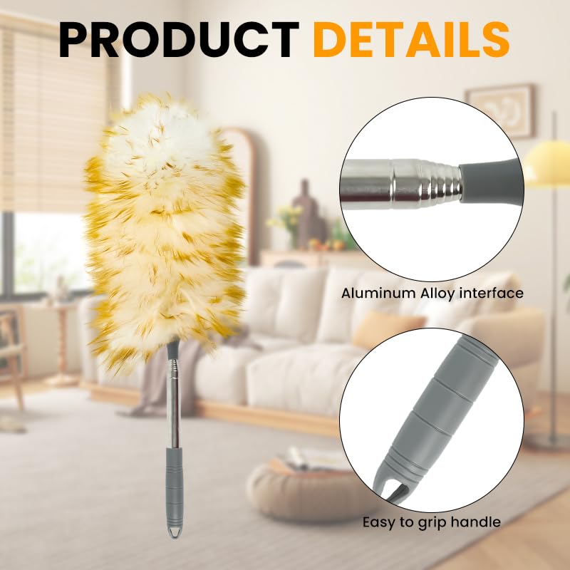 Supvox Telescopic Duster for Ceiling and Home Cleaning with Static Cling Wool Head 55 in
