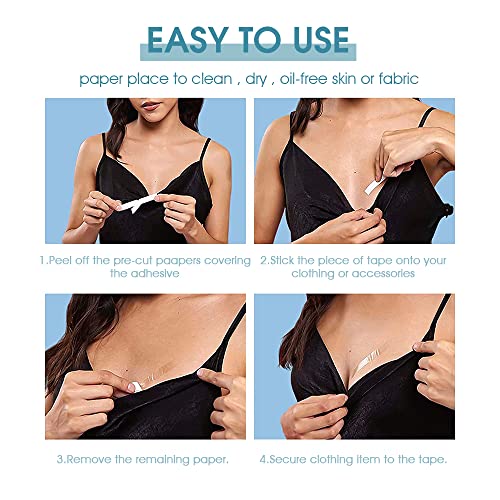 HASTHIP® 72PCS Double Sided Tape for Clothes Bra Stickers One-Off Body Skin Invisible Clear Clothing Strips 18x85mm Fabric Skin Friendly