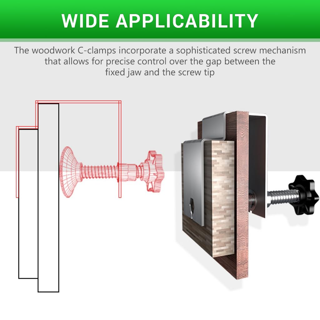 Serplex C Clamps for Drawer Front Installation featuring Adjustable Jig and Cold Rolled Steel | 6PCS Set