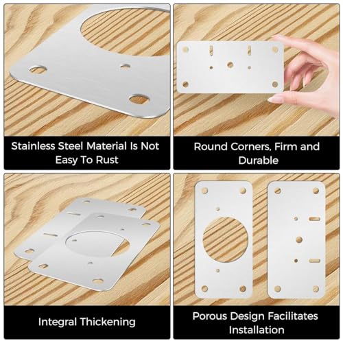 Serplex® 36PCS Hinge Repair Plates and Screws Pack Auto Concealed with Pre-Punched Holes Universal Stainless Steel Door for Cabinets Cupboard Wardrobes