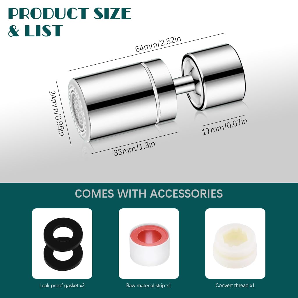 HASTHIP Tap Extender for Kitchen Sink with 360° Swivel and 2-Mode Spray | Stainless Steel