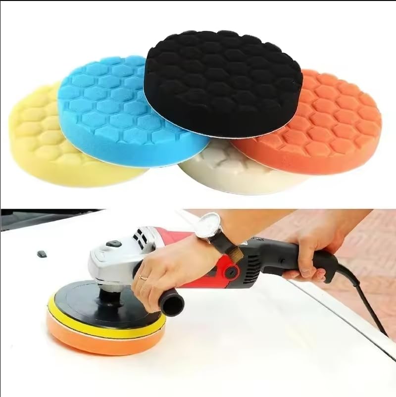 STHIRA® 5pcs Buffing Polishing Pads for 6 inches Backing Plates Colorful Polishing Sponge Pads Sponge Buffing Pads for Polishing, Finishing, Waxing, Detailing