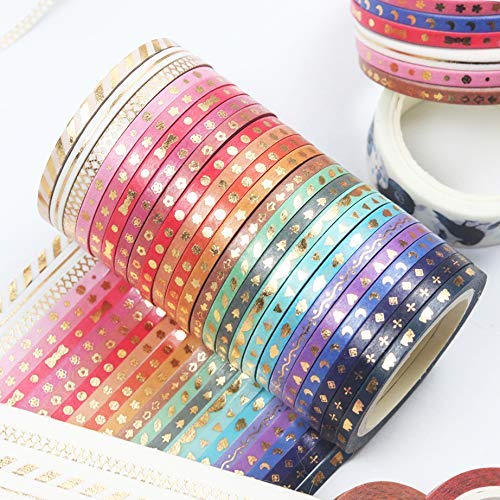 ELEPHANTBOAT Washi Tape for Scrapbooking and DIY Crafts featuring 24 Rolls 3mm x 5m | Soft Adhesive Paper