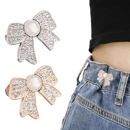 SANNIDHI® Pant Waist Tightener, 2 Sets Adjustable Pentacle Button for Jeans,Instant Removable Jean Buttons for Loose Jeans No Sewing Required Pant Clips Waist Tightener Button Pins Pants