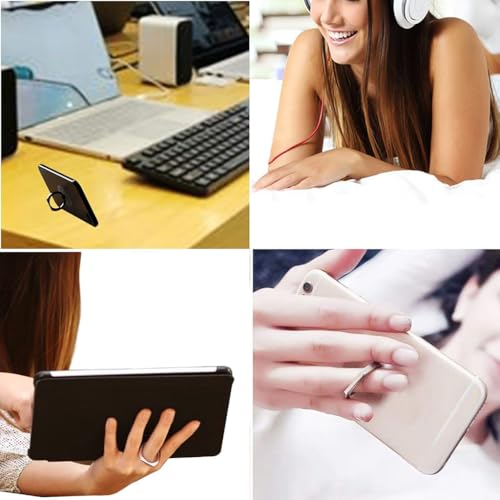 ZIBUYU® Metal Phone Ring Grip Desk Support 360 Rotatable Folding Strong Adhesive Clear Round Acrylic Backing for Case 3PCS