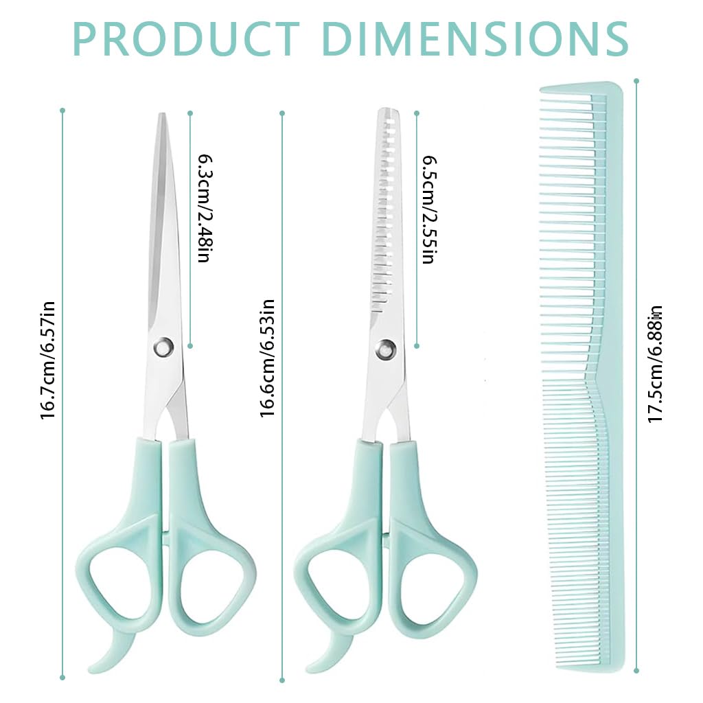 MAYCREATE Kids Hair Cutting Scissors Kit with 6.6 in Stainless Steel Shears and Comb | Safe Grip Design for Home Hair Trimming
