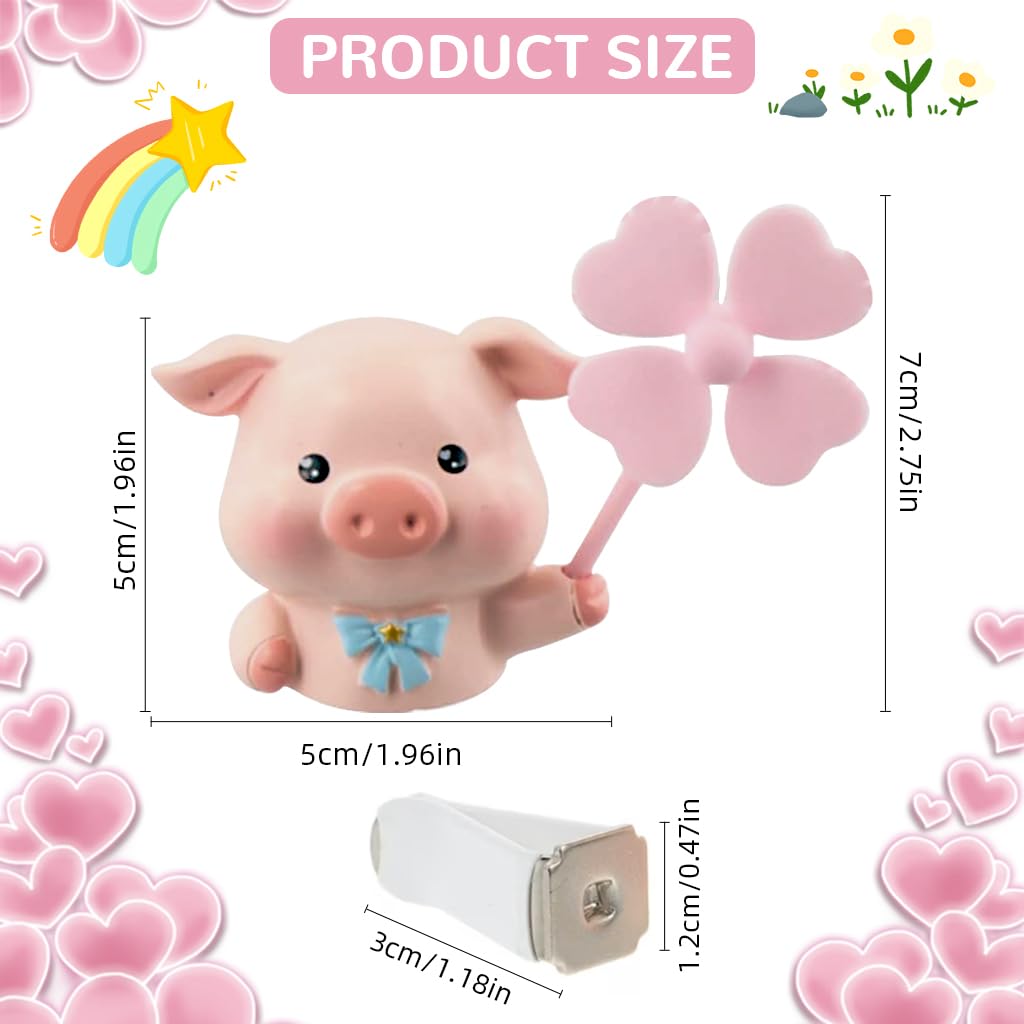 STHIRA Car Air Freshener for Vent with Rotating Fan and 2 Scent Tablets | Cute Pink Piglet Decor